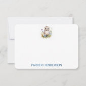 かわいい水彩ベビーフクロウ子供の文房具 サンキューカード (正面)