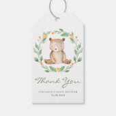 かわいい水彩ベビーベアグリーンリース誕生日 ギフトタグ (正面)