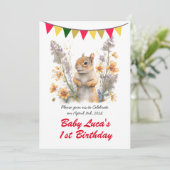 かわいい水彩ベビーリス – バースデーパーティー 招待状 (スタンド正面)