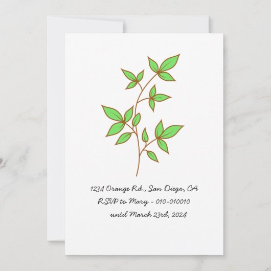 かわいい水彩ベビーリス – バースデーパーティー 招待状 (裏面)