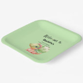 かわいい水彩ベビー恐竜の赤ちゃんシャワー ペーパープレート (傾斜あり)