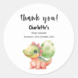 かわいい水彩ベビー恐竜の赤ちゃんシャワー ラウンドシール