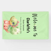 かわいい水彩ベビー恐竜の赤ちゃんシャワー 横断幕 (横)