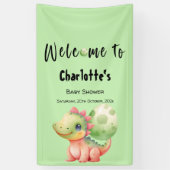 かわいい水彩ベビー恐竜の赤ちゃんシャワー 横断幕 (縦)