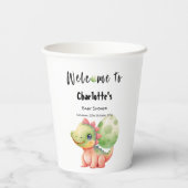 かわいい水彩ベビー恐竜の赤ちゃんシャワー 紙コップ (裏面)