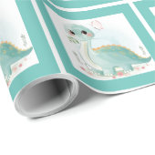 かわいい水彩ベビー恐竜グリーン ラッピングペーパー (ロールコーナー)