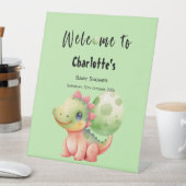 かわいい水彩ベビー恐竜ベビーシャワーへようこそ 台座サイン (インサイチュ)