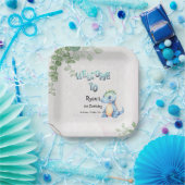 かわいい水彩ベビー恐竜1歳の誕生日 ペーパープレート (パーティー)