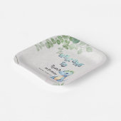 かわいい水彩ベビー恐竜1歳の誕生日 ペーパープレート (傾斜あり)