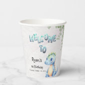 かわいい水彩ベビー恐竜1歳の誕生日 紙コップ (裏面)