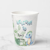 かわいい水彩ベビー恐竜1歳の誕生日 紙コップ (正面)