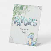 かわいい水彩ベビー恐竜1st誕生日の好意 台座サイン (正面)