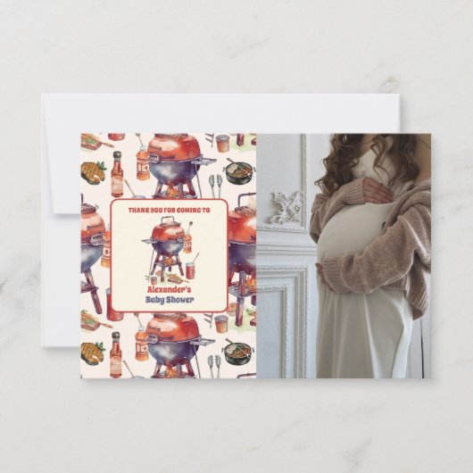 かわいい水彩ベビーQベビーシャワー写真 サンキューカード (正面)