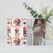 かわいい水彩ベビーQベビーシャワー写真 サンキューカード (スタンド正面)