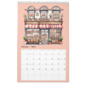 かわいい水彩ベーカリーショップペストリーショップ月次 カレンダー (2月 2026)