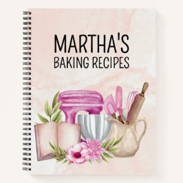 かわいい水彩ベーキングフローラパーソナライズされた名 ノートブック