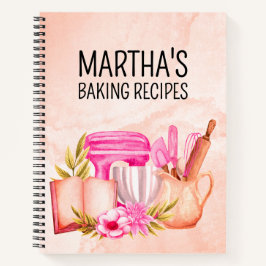 かわいい水彩ベーキングフローラパーソナライズされた名 ノートブック