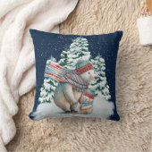 かわいい水彩ホッキョクグマ クッション (ブランケット)