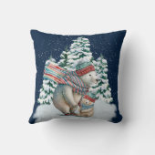 かわいい水彩ホッキョクグマ クッション (裏面)