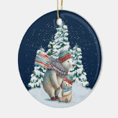 かわいい水彩ホッキョクグマ セラミックオーナメント (左)