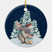 かわいい水彩ホッキョクグマ セラミックオーナメント (裏面)