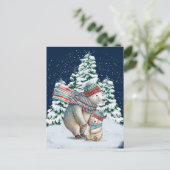 かわいい水彩ホッキョクグマ ポストカード (スタンド正面)