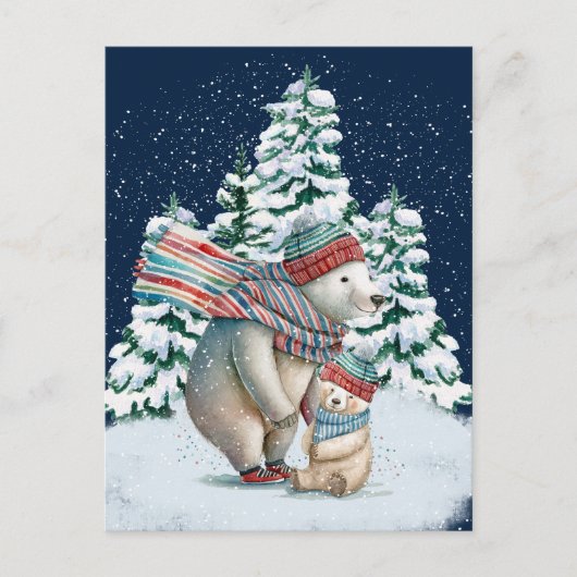 かわいい水彩ホッキョクグマ ポストカード (正面)