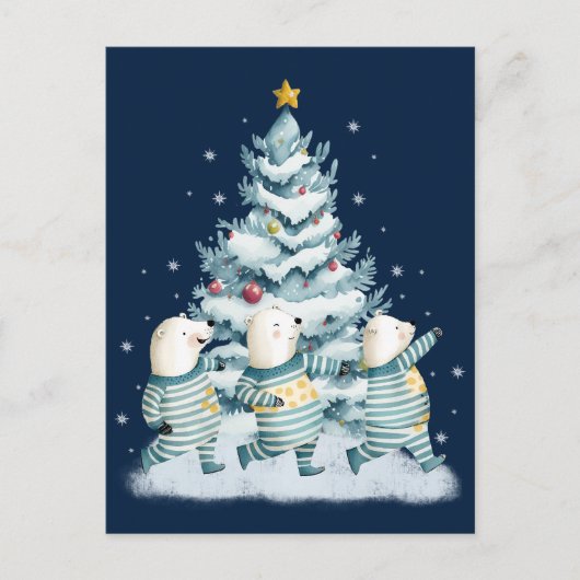 かわいい水彩ホッキョクグマ ポストカード (正面)