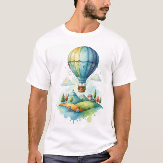 かわいい水彩ホットエアバルーンTシャツ Tシャツ