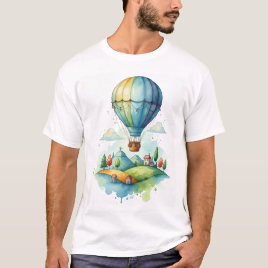 かわいい水彩ホットエアバルーンTシャツ Tシャツ (正面)