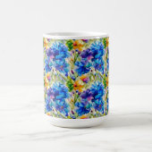 かわいい水彩マグカップ 青い花のアート コーヒーマグカップ (中央)