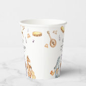 かわいい水彩ミュージカルアフリカ動物誕生日 紙コップ (右)