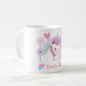 かわいい水彩ユニコーンと虹 コーヒーマグカップ (正面左)