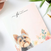 かわいい水彩ヨークシャーテリアフローラ パーソナライズされた ノートパッド