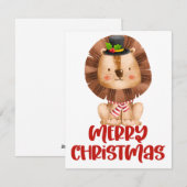 かわいい水彩ライオンのクリスマスカード シーズンカード (正面/裏面)