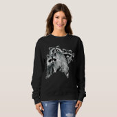 かわいい水彩ラクーン動物ファミリーおもしろいアート スウェットシャツ (正面フル)