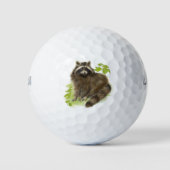 かわいい水彩ラクーン動物自然アート ゴルフボール (正面)