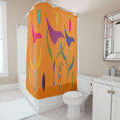 かわいい水彩リリーフローラ シャワーカーテン (インサイチュ)