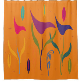 かわいい水彩リリーフローラ シャワーカーテン