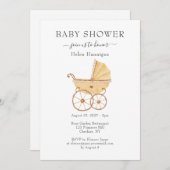 かわいい水彩ヴィンテージプラムベビーシャワー招待状 招待状 (正面/裏面)