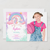 かわいい水彩一角写真招待状 招待状 (正面)