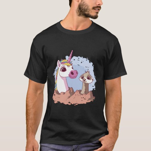 かわいい水彩一角獣とメルカトカラフル一角 Tシャツ (正面)