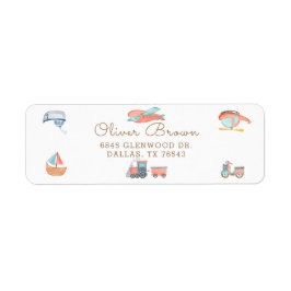 かわいい水彩交通少年バースデーパーティー ラベル