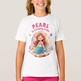 かわいい水彩人魚の海底バースデー Tシャツ