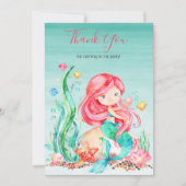 かわいい水彩人魚アンダーザシー誕生日 サンキューカード (正面)