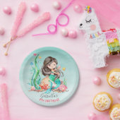 かわいい水彩人魚アンダーザシー誕生日 ペーパープレート (パーティー)