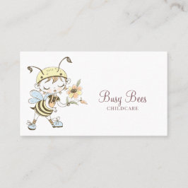かわいい水彩保育ビー忙しキャラクター 名刺