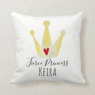 かわいい水彩冠のベビーガールプリンセス（名前） クッション
