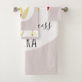 かわいい水彩冠のベビーガールプリンセス（名前） バスタオルセット