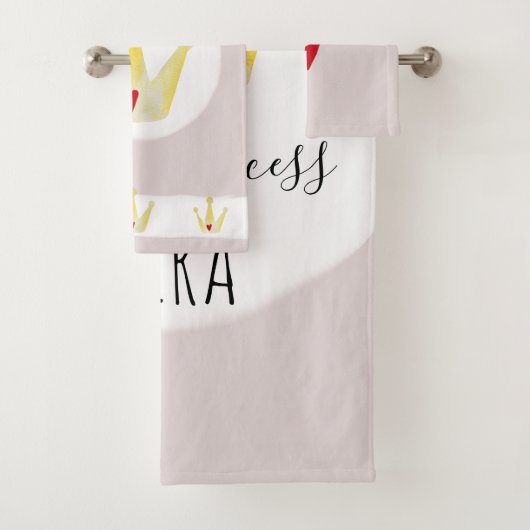 かわいい水彩冠のベビーガールプリンセス（名前） バスタオルセット (インサイチュ)